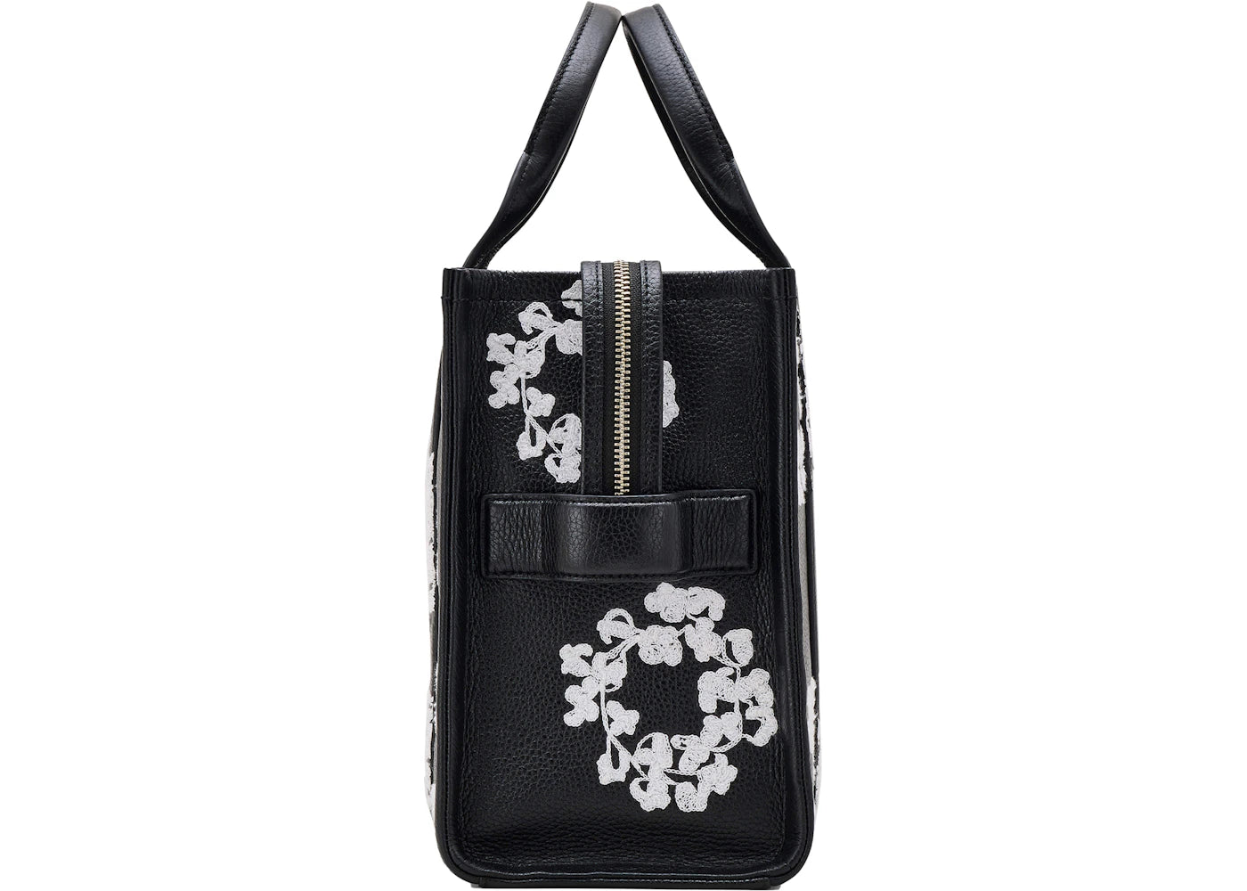 Denim Tears x Marc Jacobs Leder-Tragetasche, mittelgroß, Schwarz