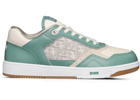 Dior B27 Low Turquoise and Cream Smooth Calfskin and Cream Dior Oblique Jacquard Canvas