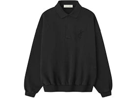 Fear of God Essentials Embroidered Classic Polo Sweatshirt Vintage Black