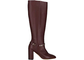 Ferragamo Triba Leather Knee High Boots Burgundy (Women's)