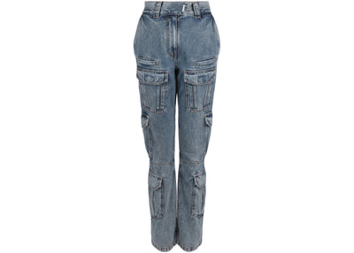 Givenchy High-Rise Straight-Leg Cargo Jeans Light Blue