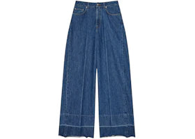 Givenchy Women's Alt Fit Raw Edge Wide Leg Denim Trousers Medium Blue