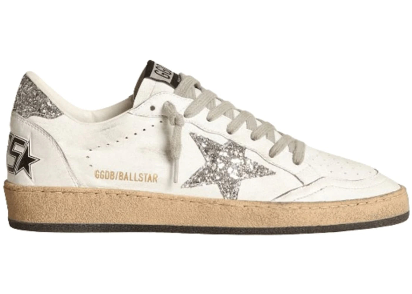 Golden Goose Ball Star White Silver Glitter (Women's)