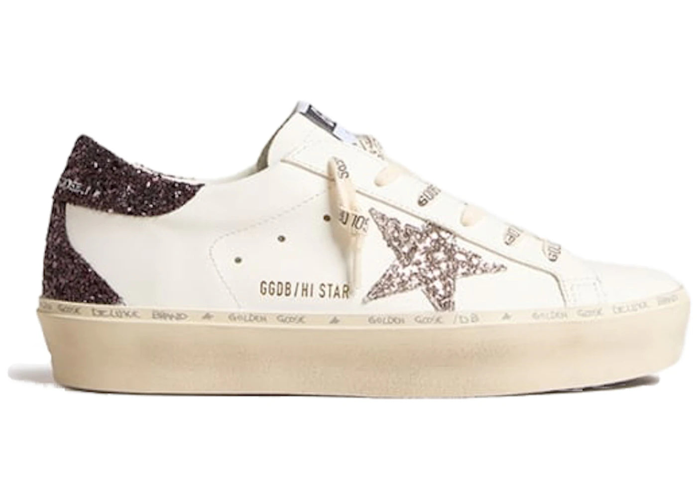 Golden Goose Hi-Star White Silver Grey Glitter (Women's)