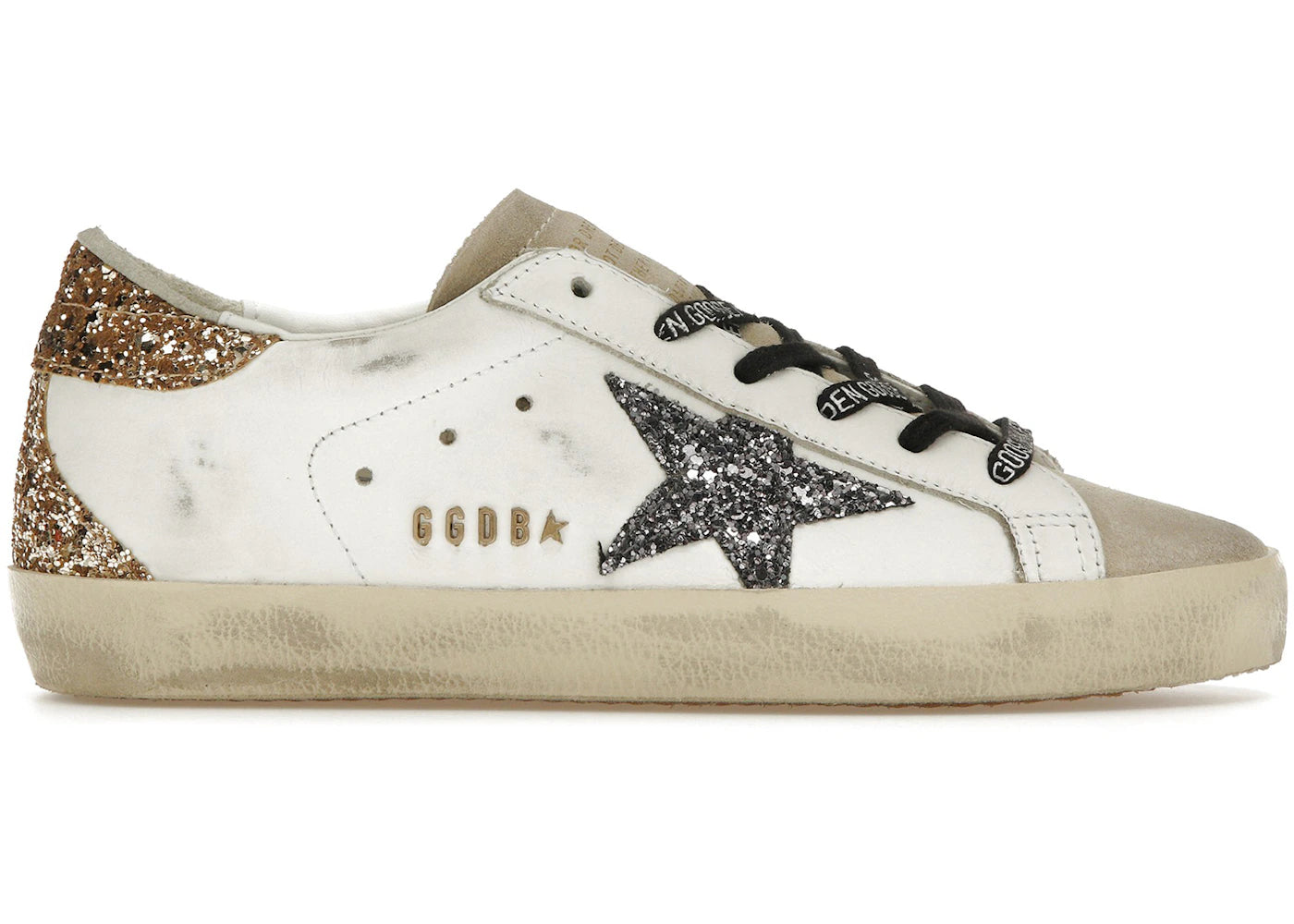 Golden Goose Super-Star White Silver Gold Glitter (Women's)