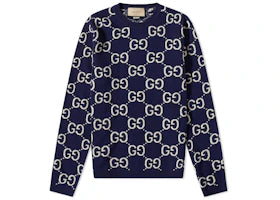 Gucci GG All Over Crewneck Sweater Navy