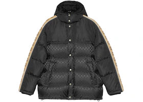 Gucci GG Jacquard Tape Sleeve Down Jacket Black