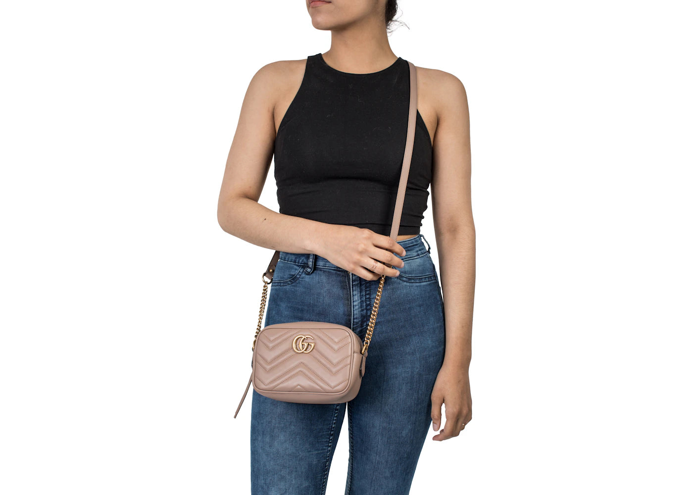 Gucci GG Marmont Matelasse Mini Camera Bag Dusty Pink