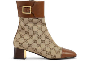 Gucci GG Monogram Ankle Boots Brown Beige (Women's)
