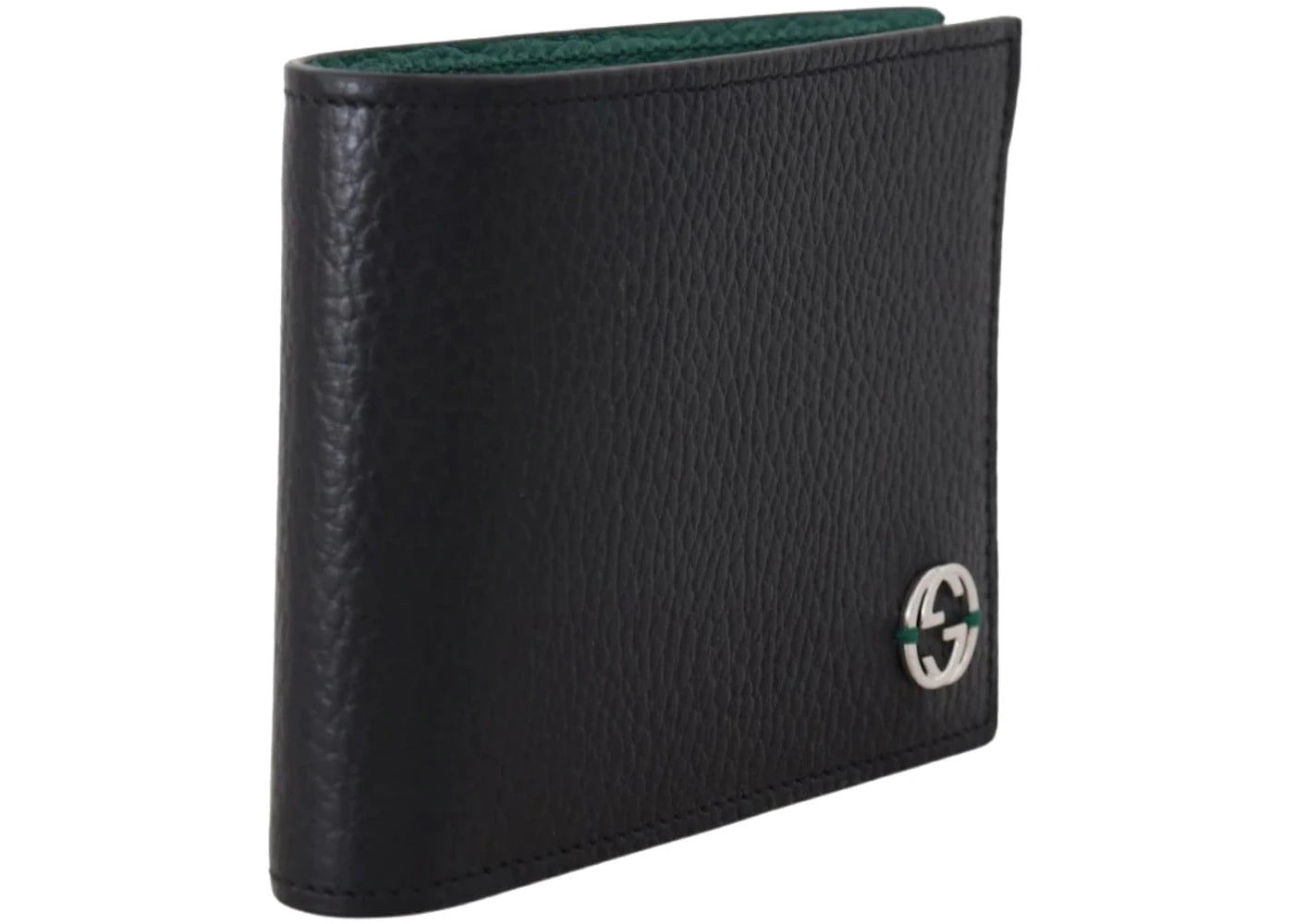 Gucci Interlocked GG Bifold Geldbörse mit 6 Kartenfächern, Schwarz/Grün