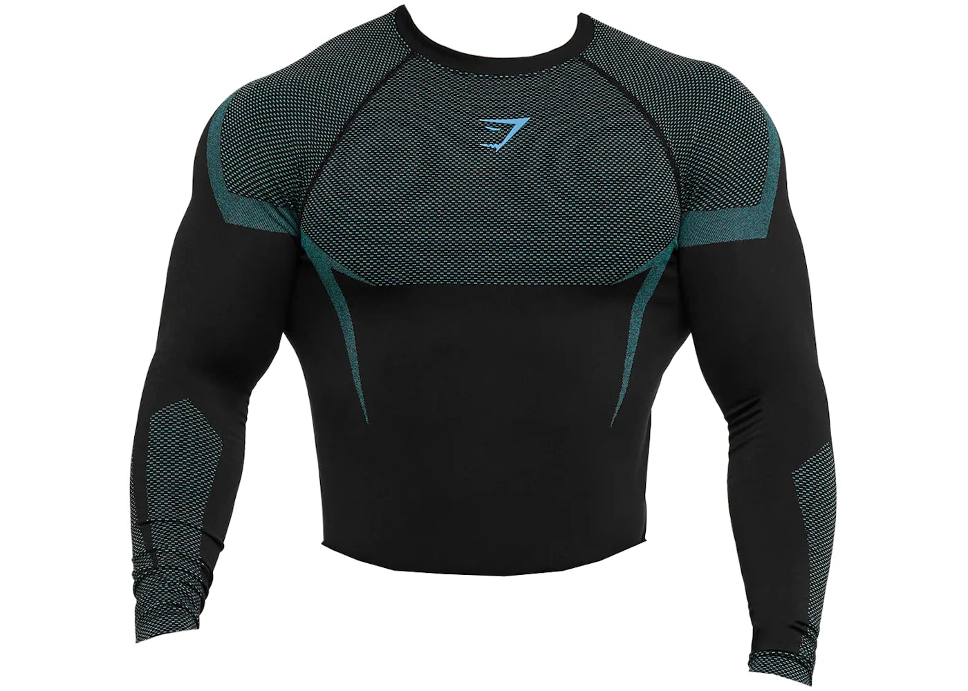 ウォーキング・ランニングウェア  Onyx 5.0 Seamless Tight Gymshark Onyx 5.0 Seamless Langarm-Muskelshirt Schwarz/Brandblau