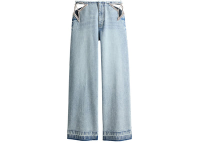 H&M x Stella McCartney Women's Crystal-Star Straight-Leg Jeans Light Denim Blue