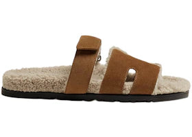 Hermes Chypre Sandal Brun Fume Suede Woolskin (M)