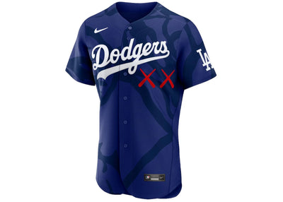 KAWS Nike MLB Authentic Los Angeles Dodgers Jersey Blue