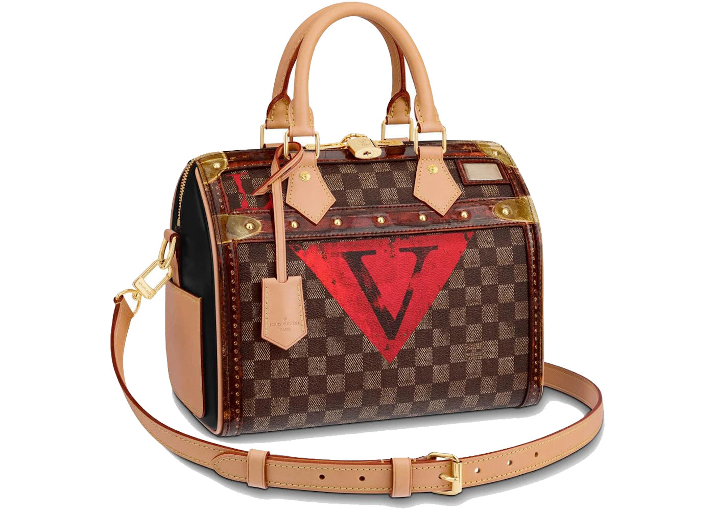 Louis Vuitton Speedy Bandouliere Damier Ebene Time Trunk 25 Brown Multicolor