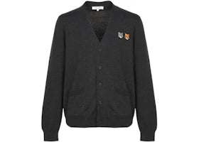 Maison Kitsune Double Bold Fox Head Cardigan Charcoal
