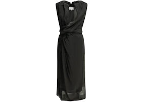 Maison Margiela Women's Draped Silk Midi Dress Black