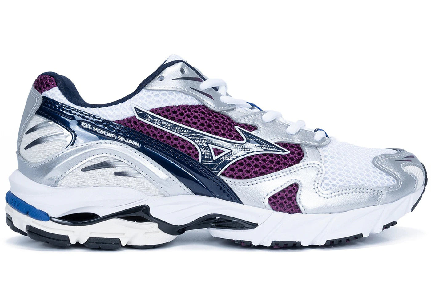 Mizuno Wave Rider 10 White Dark Purple sneakers - authentic Mizuno shoes