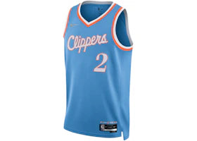 Nike NBA Los Angeles Clippers Kawhi Leonard Maillot City Edition Mixtape Swingman Jersey Light Blue/Orange