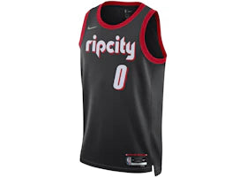 Nike NBA Portland Trail Blazers City Edition Mixtape Damian Lillard Maillot Jersey Black