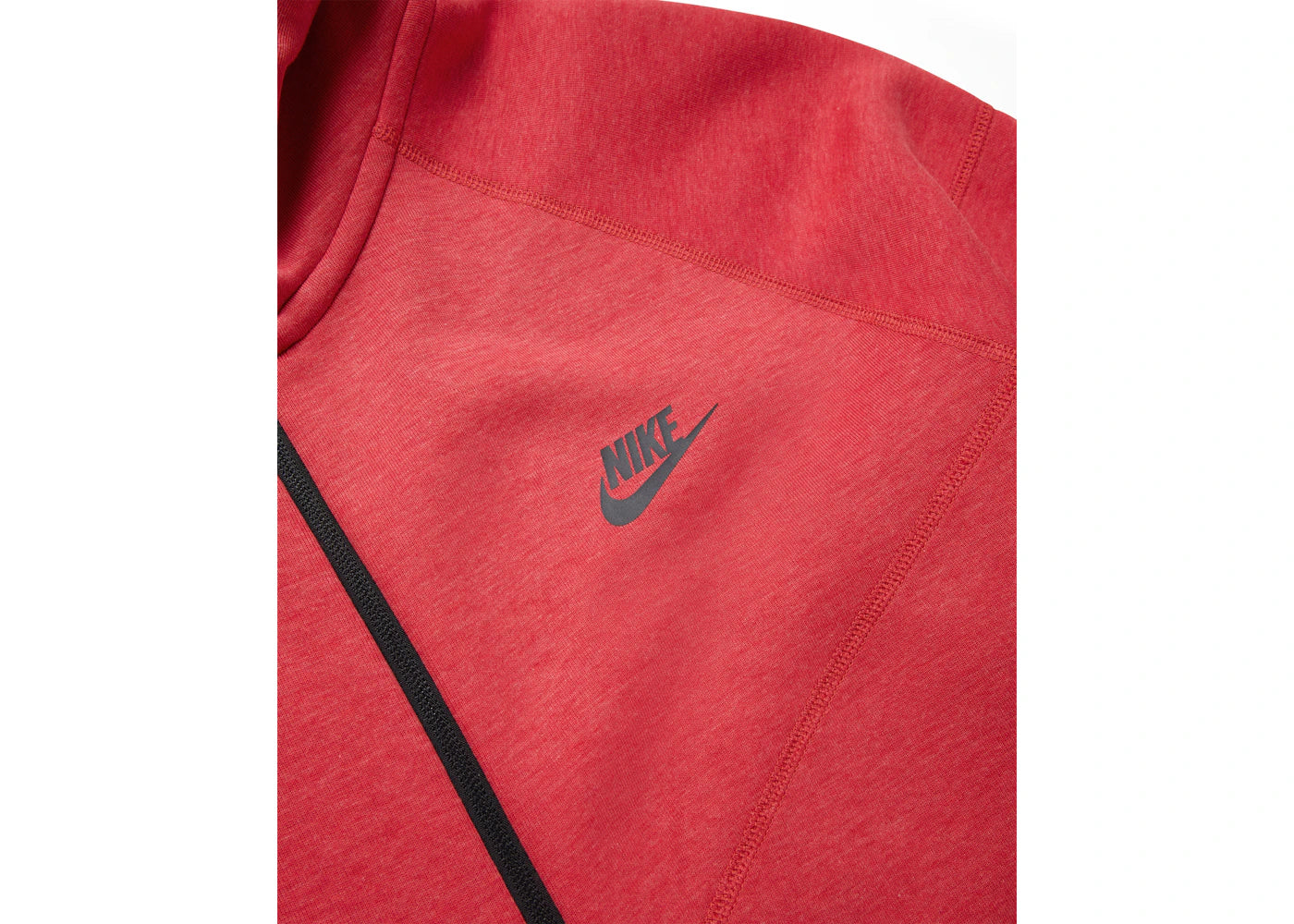 Nike Sportswear Tech Fleece Windrunner Kapuzenpullover mit durchgehendem Reißverschluss, Hellrot meliert/Schwarz