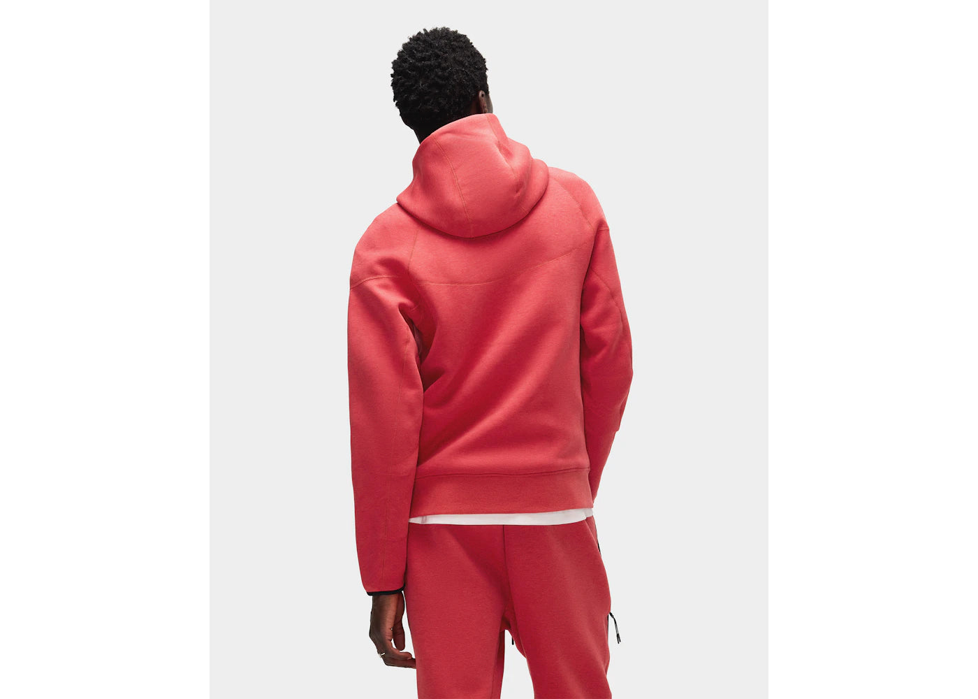 Nike Sportswear Tech Fleece Windrunner Kapuzenpullover mit durchgehendem Reißverschluss, Hellrot meliert/Schwarz