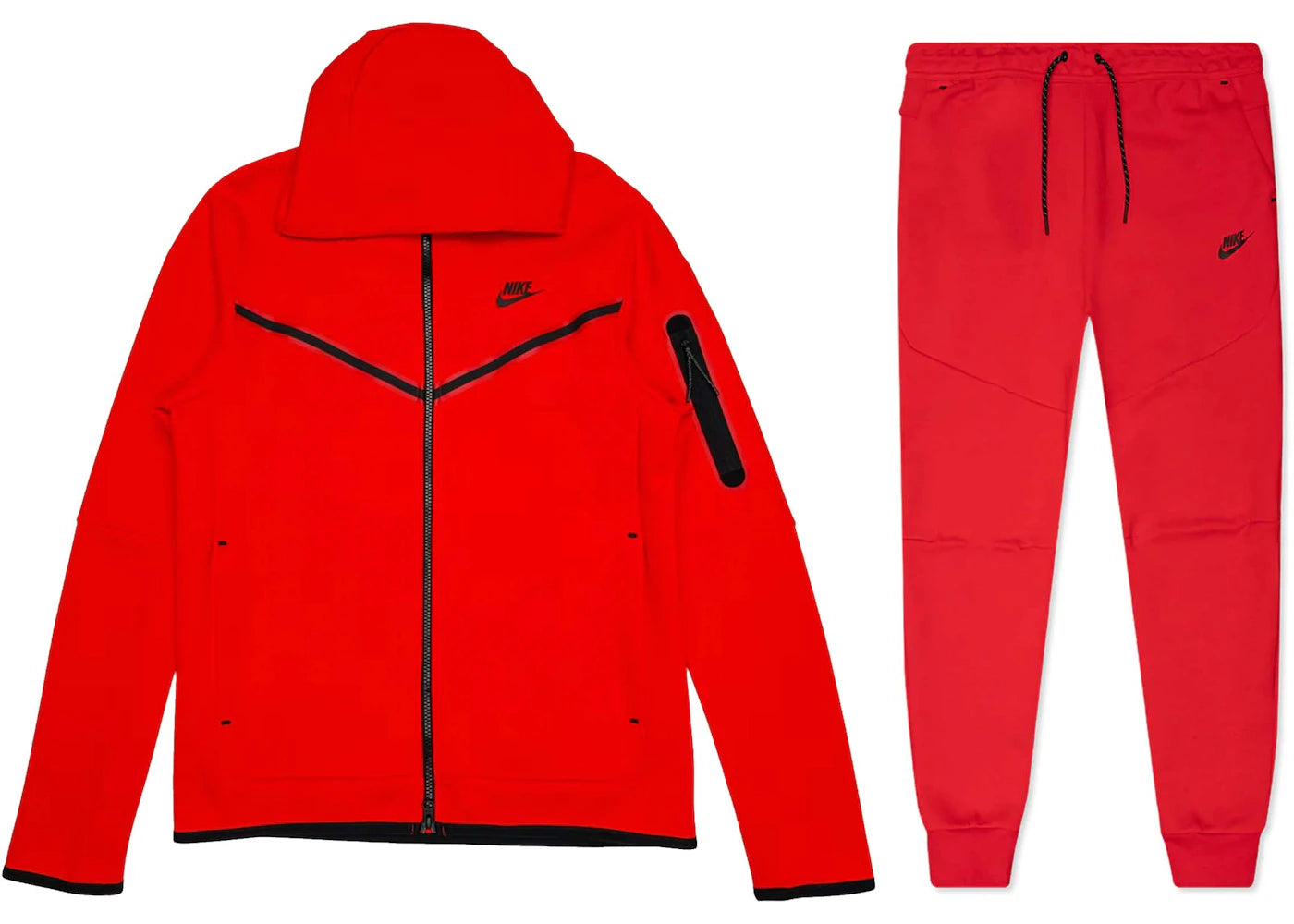 Nike Sportswear Tech Fleece Full Zip Hoodie & Joggers Set University Red sneakers - authentic Nike shoes