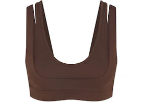 Nike x SKIMS Women's Matte Double Strap Scoop Bra Dark Sepia