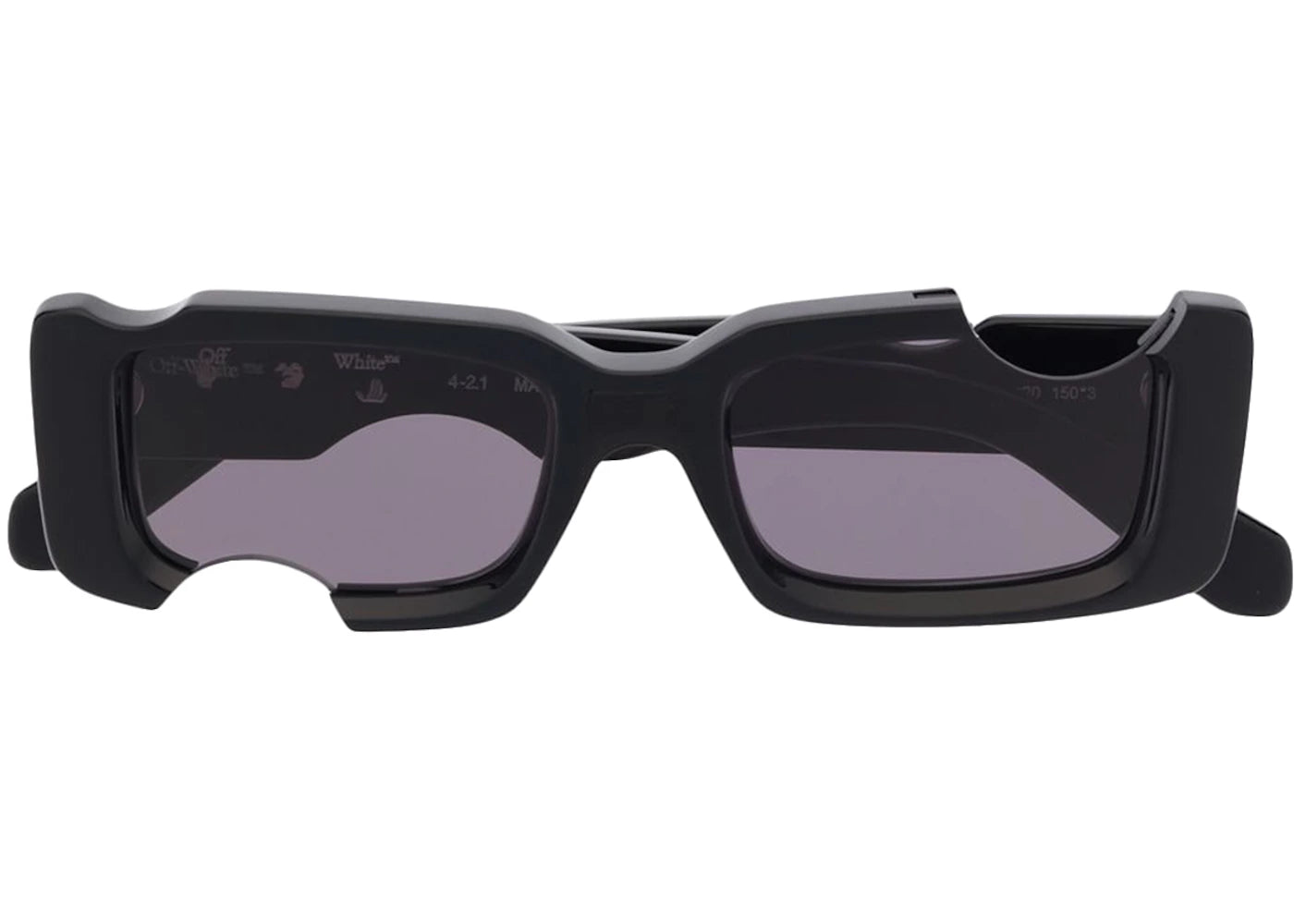 OFF-WHITE Cady Cut-Out Rectangular Frame Sunglasses Black/White/Grey (SS22) (OERI006C99PLA0011007)