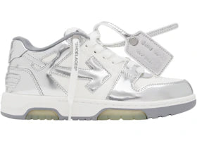 OFF-WHITE Out Of Office OOO Low Tops Silver White