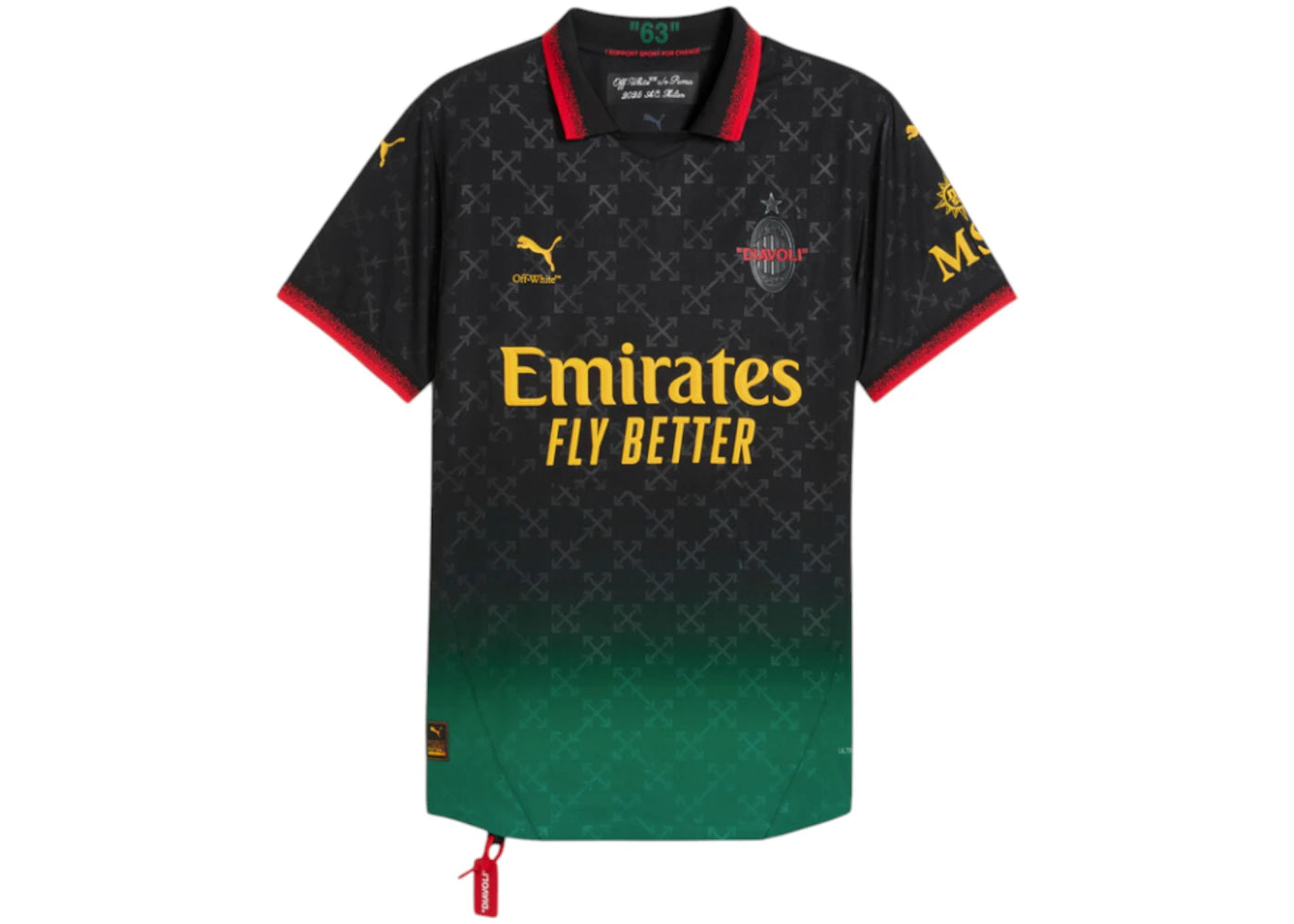 OFF-WHITE x Puma AC Milan Authentic Jersey Black/Power Green