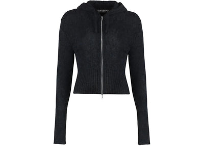 Our Legacy Women's Compact Zipper Hoodie Black Fuzzy Alpaca