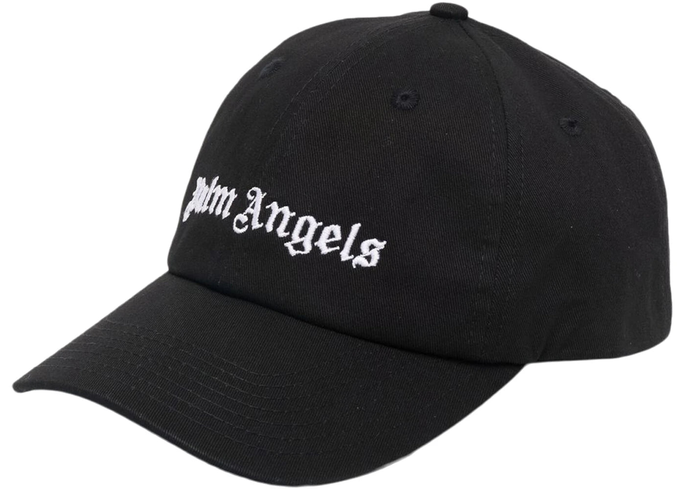 Palm Angels Bestickte Gothic Intarsia Logo Strap-Back Cap Schwarz/Weiß (SS22)