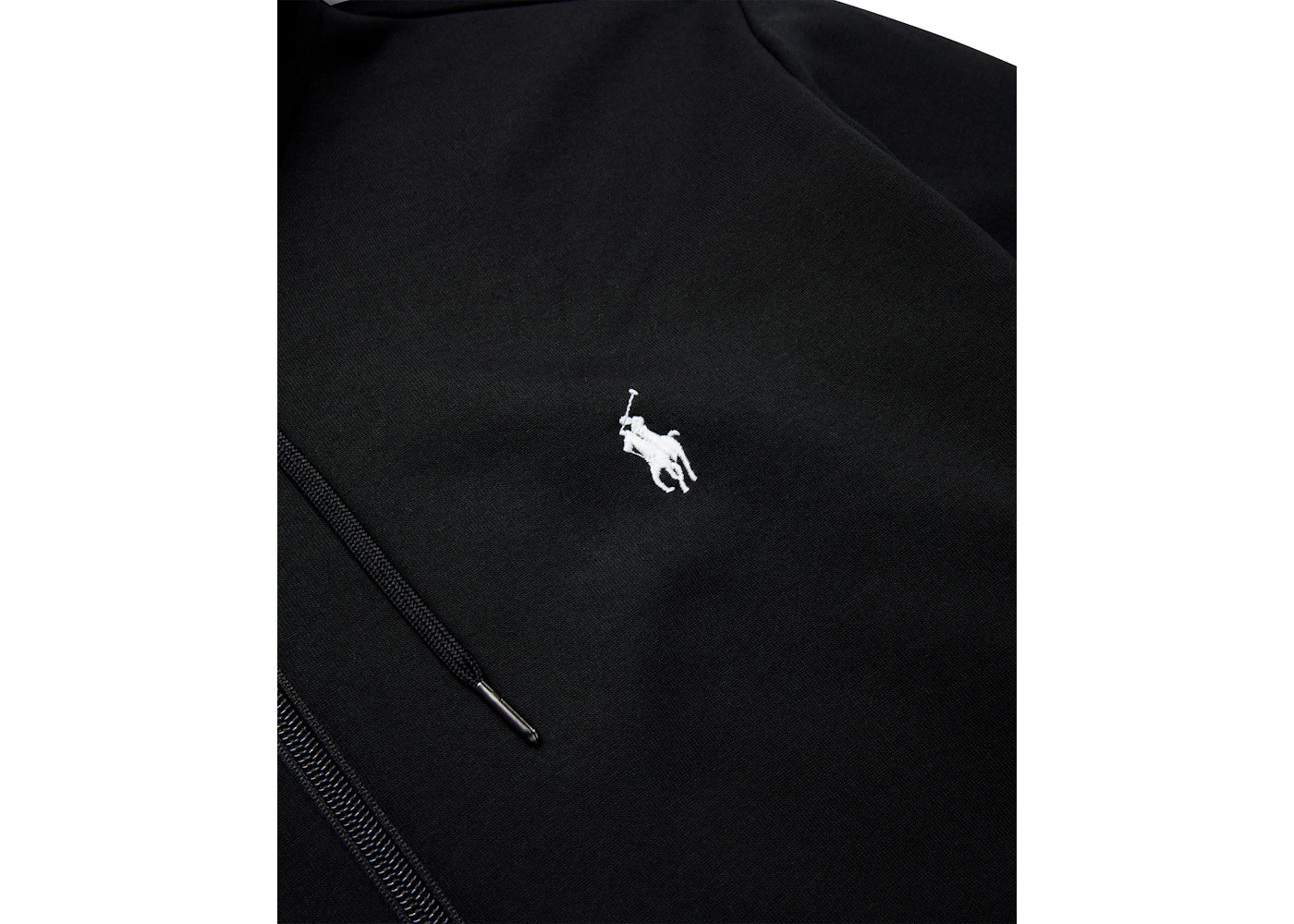 Polo Ralph Lauren Doppelstrick-Kapuzenpullover mit durchgehendem Reißverschluss, Schwarz