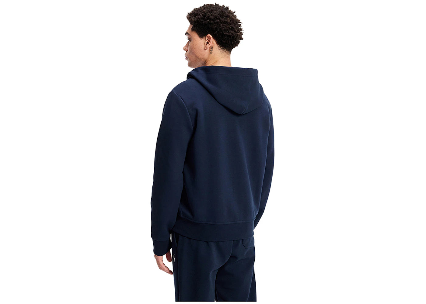 Polo Ralph Lauren Kapuzenpullover mit doppeltem Strickmuster und Reißverschluss, Modell Aviator, Marineblau/Weiß