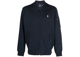 Polo Ralph Lauren Long Sleeve Double Knit Tech Full Zip Bomber Jacket Aviation Navy