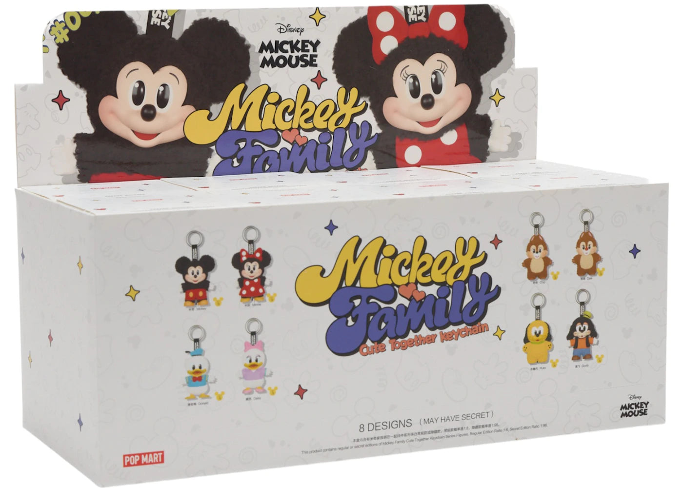Pop Mart Disney Mickey Family Together Serie Plüsch-Schlüsselanhänger Versiegelter Karton (8 Blindboxen)