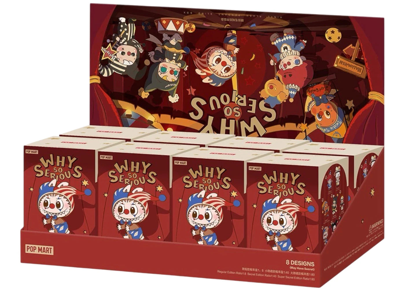 Pop Mart WHY SO SERIOUS Series Vinyl Plush Pendant Unsealed Case (8 Blind Boxes) sneakers - authentic Pop Mart shoes