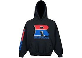 Rhude Split Petrol Logo Vintage Hoodie Vintage Black/Red/Blue