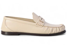Saint Laurent Laurent Loafers Smooth Leather Marble White (Women's)
