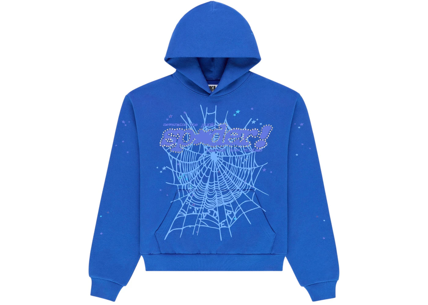 Sp5der Rhinestone Punk V2 Hoodie Blue