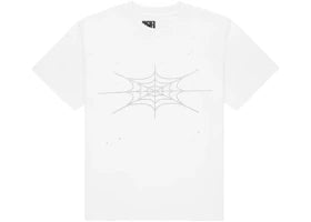 Sp5der Rhinestone Silk Tee White
