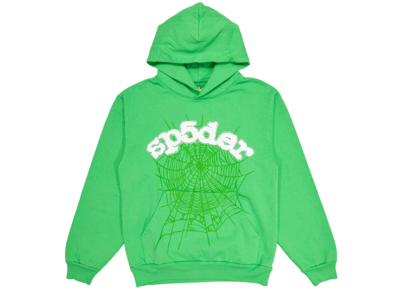 Sp5der Rhinestone Web Hoodie Slime Green