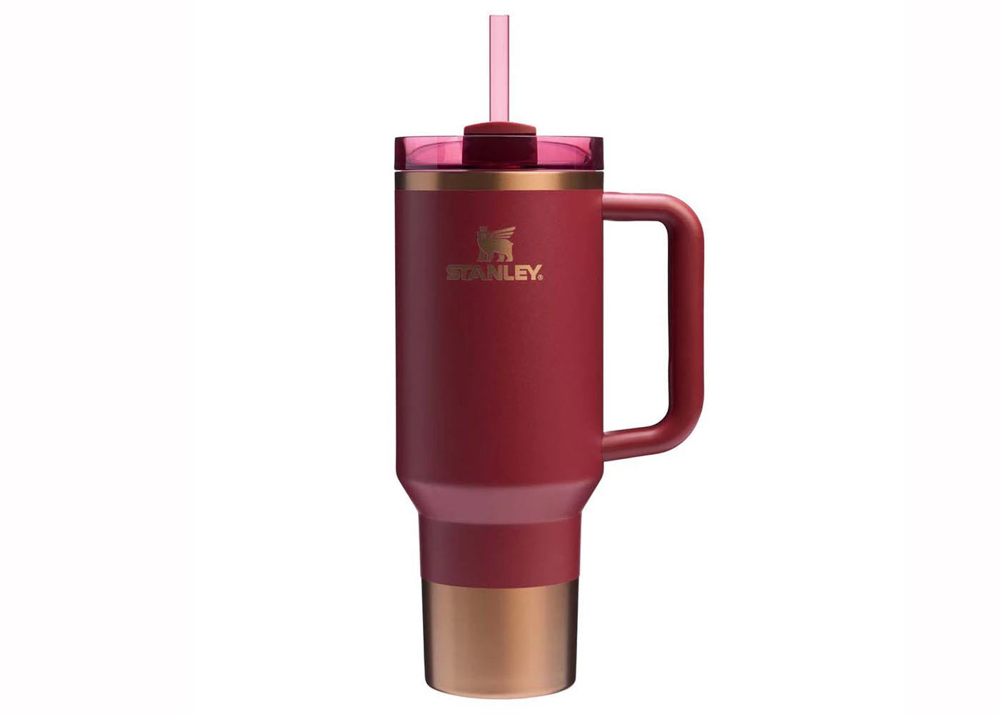 Stanley Comfort & Joy Collection Flowstate Holiday Quencher 40oz Becher, vergoldeter Granatapfel