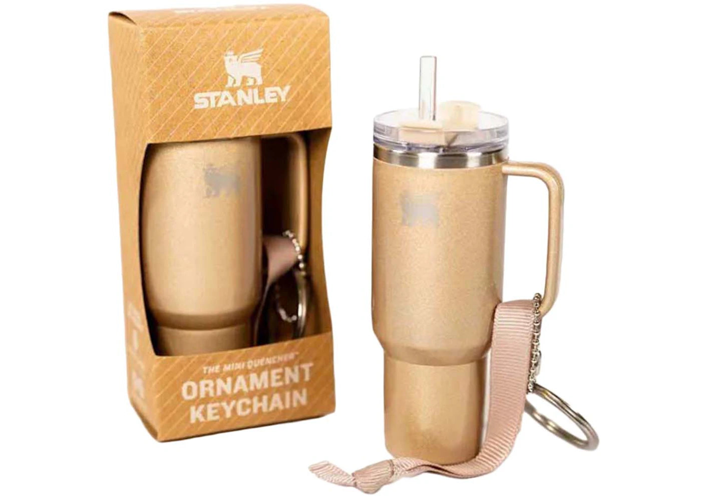 Stanley Water Bottle Keychain Christmas Tree Ornament Champagne Shimmer