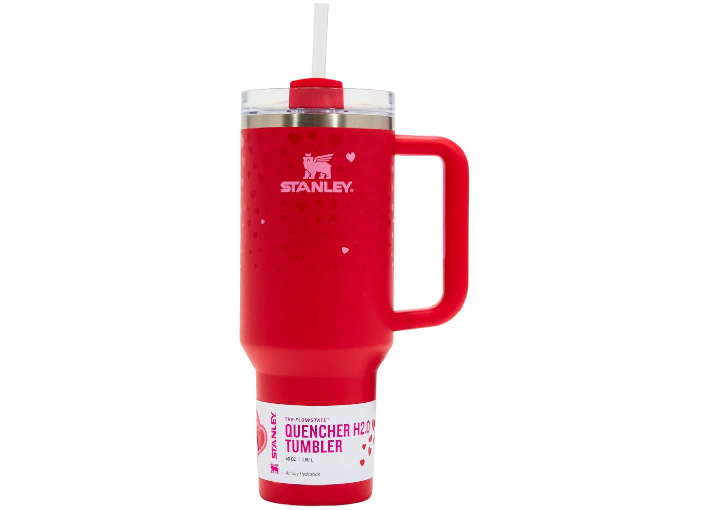 Stanley x Target Exklusiver Flowstate Quencher 40oz Becher zum Valentinstag, Rubinherzen