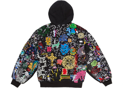 Supreme AOI Embroidered Hooded Work Jacket Black
