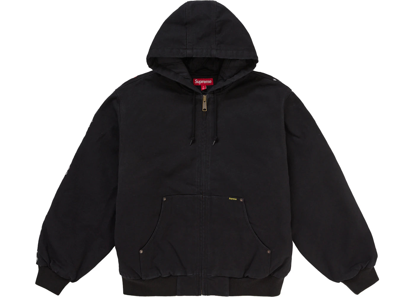 Supreme AOI bestickte Kapuzen-Arbeitsjacke Schwarz