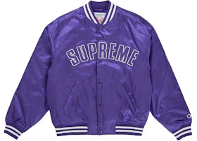 Supreme Champion Satin Varsity Jacket Purple