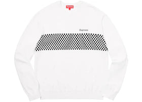 Supreme Checkered Panel Crewneck Sweater White